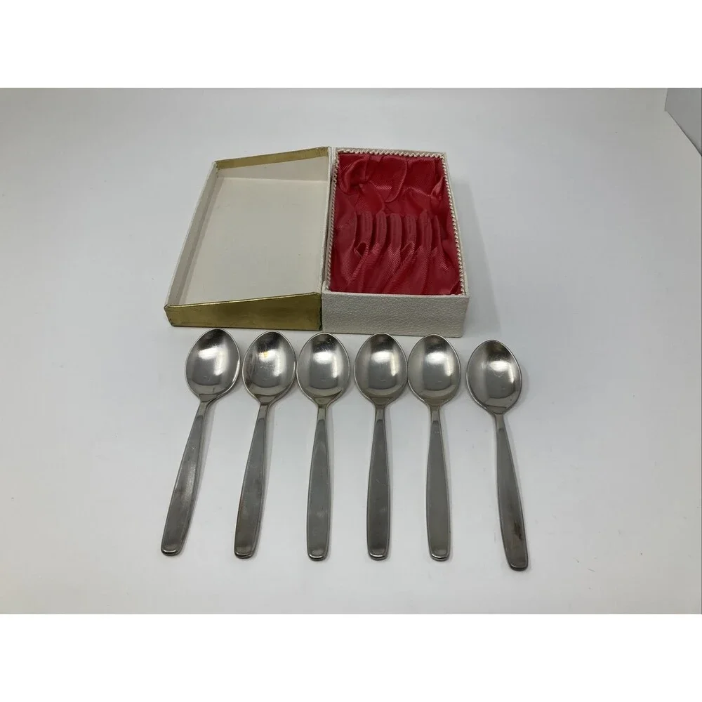 90 21 Silverplate Bavaria Germany Spoon Set 0f 6 Vintage 5.5” Demitasse Dessert